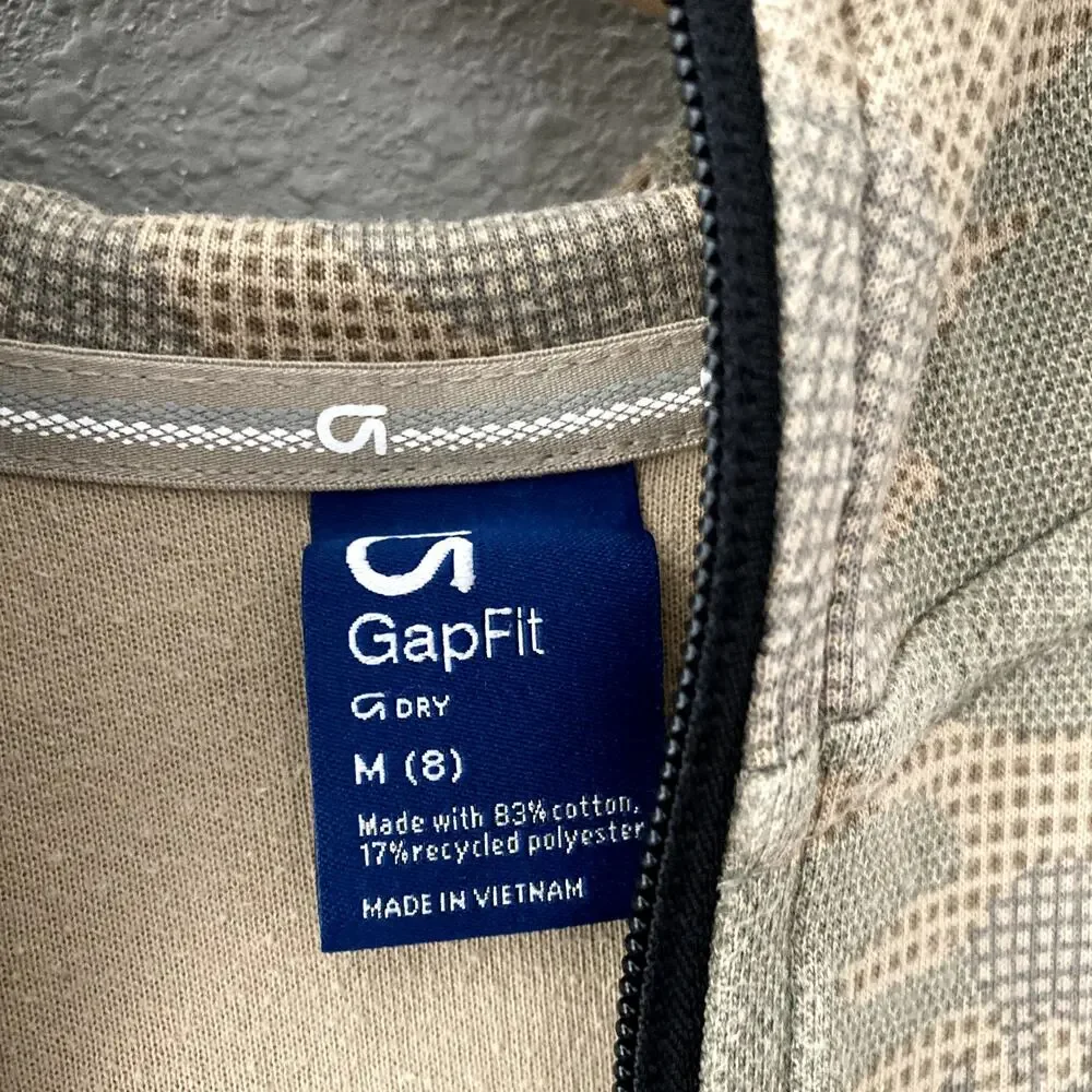 Gap Fit Full Zip Hoodie - Pixelated Camo - Tan - 8 Medium